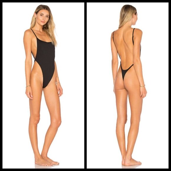 💕MINIMALE ANIMALE💕 Oasis Thong Suit One-Piece Swimsuit Dead Seas Black XL NWT - Picture 6 of 12
